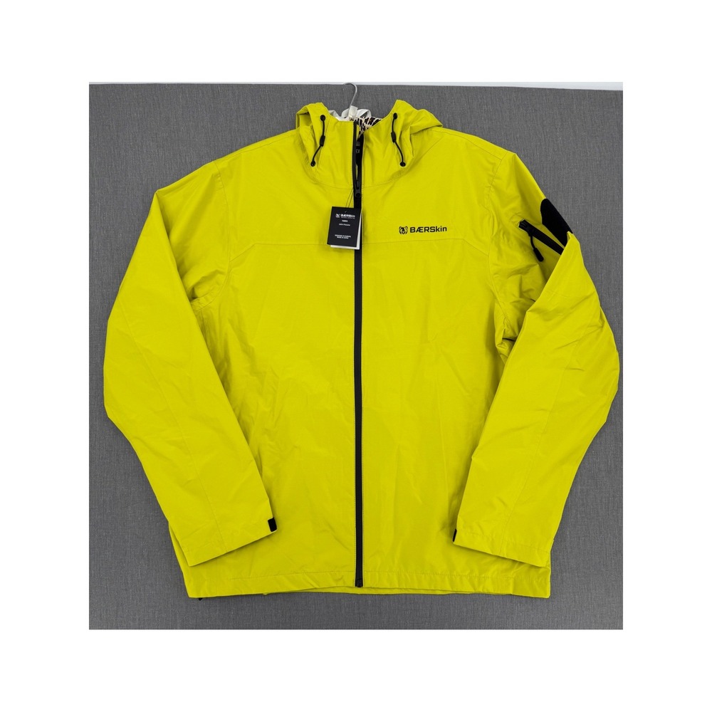 Baerskin Tactical Supply Co Mens Hooded Windbreaker Jacket Neon Lime Green L NEW